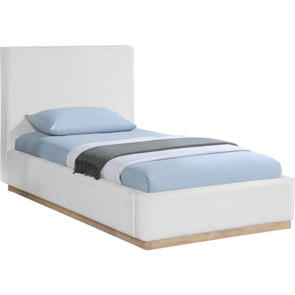 Bennet Cream Linen Textured Fabric Upholstered Twin Bed