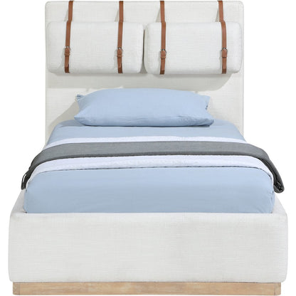 Bennet Cream Linen Textured Fabric Upholstered Twin Bed