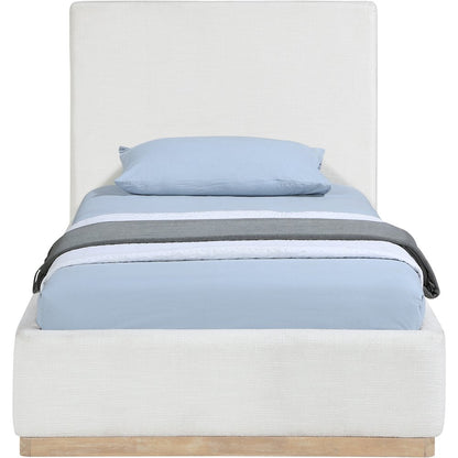 Bennet Cream Linen Textured Fabric Upholstered Twin Bed