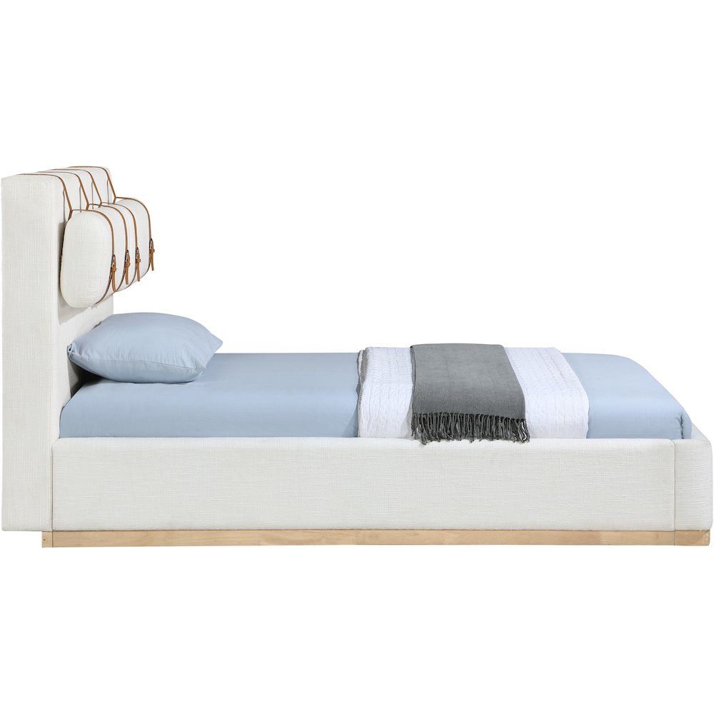 Bennet Cream Linen Textured Fabric Upholstered Twin Bed