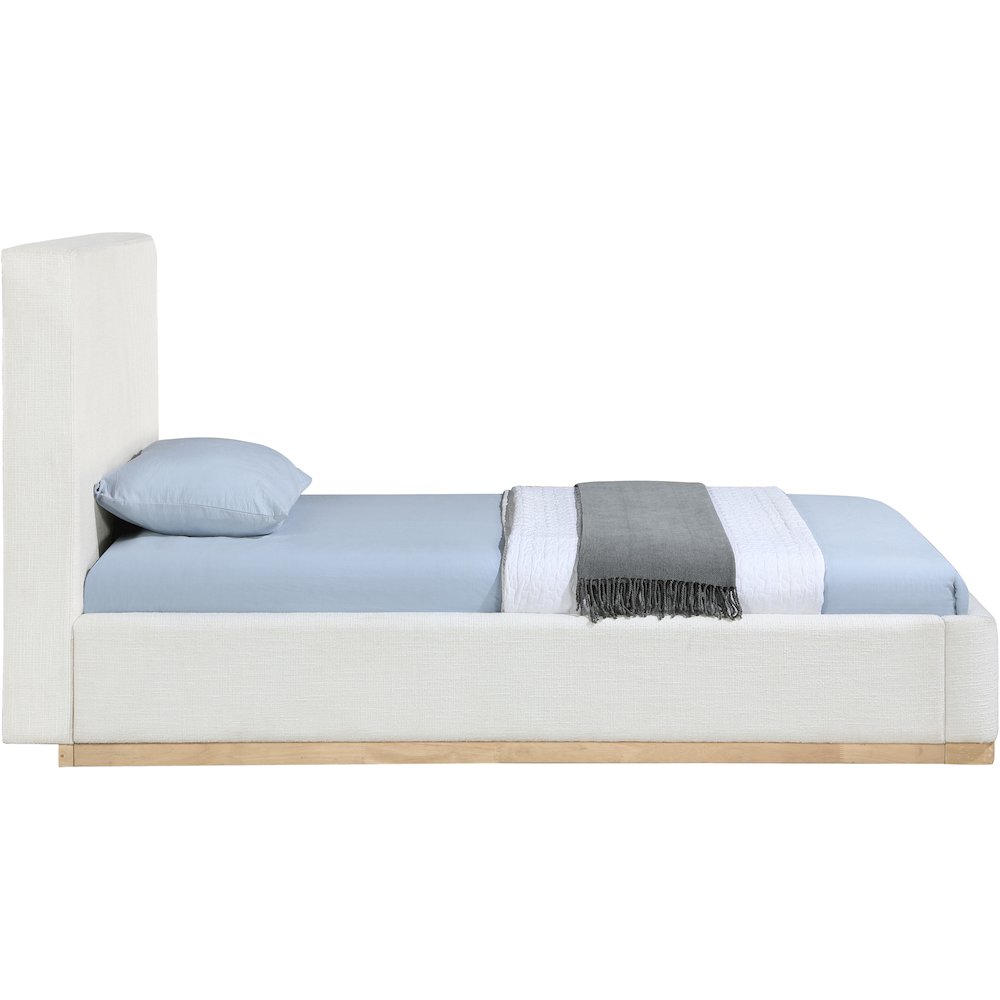 Bennet Cream Linen Textured Fabric Upholstered Twin Bed
