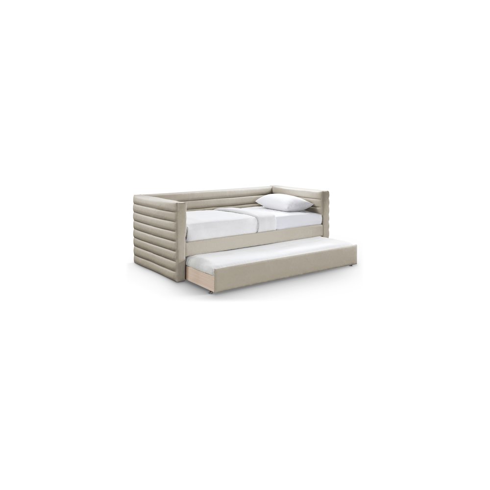 Beverly Beige Vegan Leather Twin Daybed