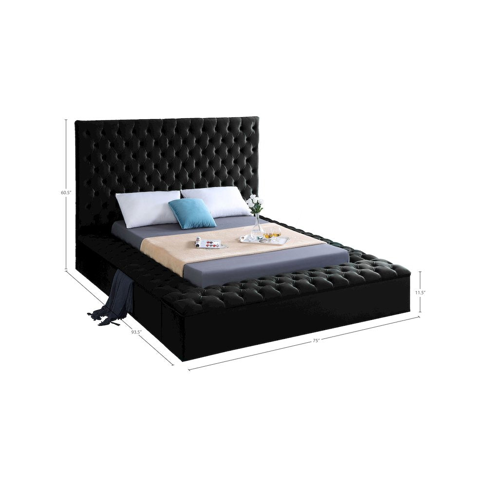 Bliss Black Velvet Full Bed