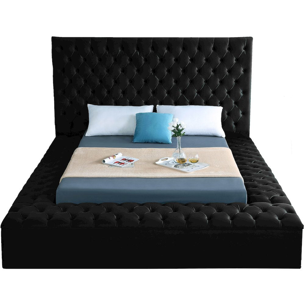 Bliss Black Velvet Queen Bed