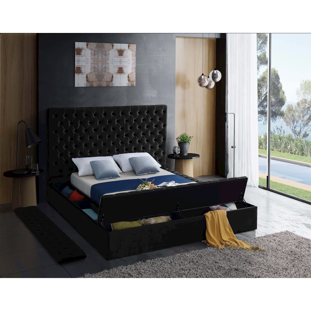 Bliss Black Velvet Queen Bed
