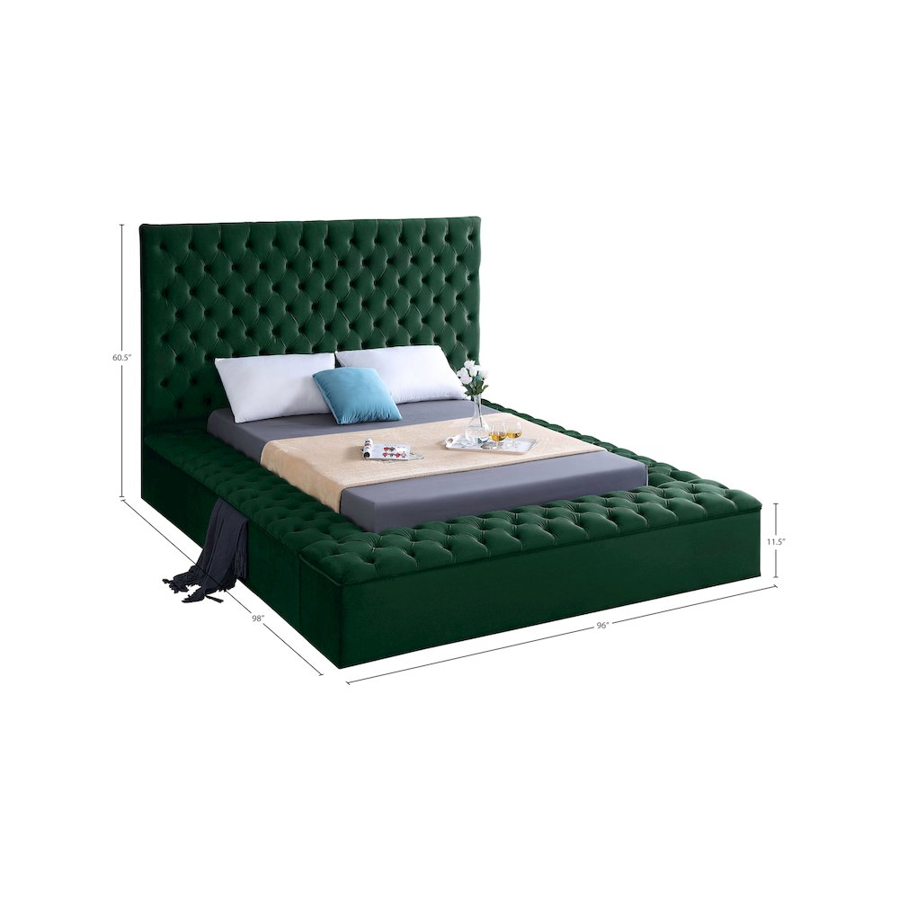 Bliss Green Velvet King Bed