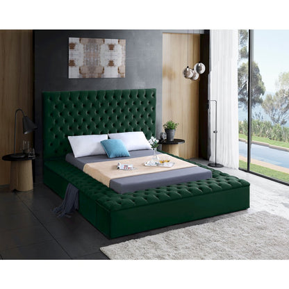 Bliss Green Velvet King Bed