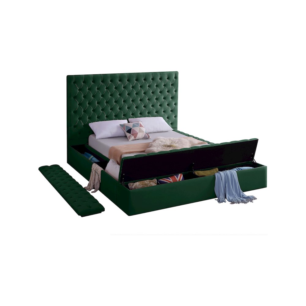 Bliss Green Velvet King Bed