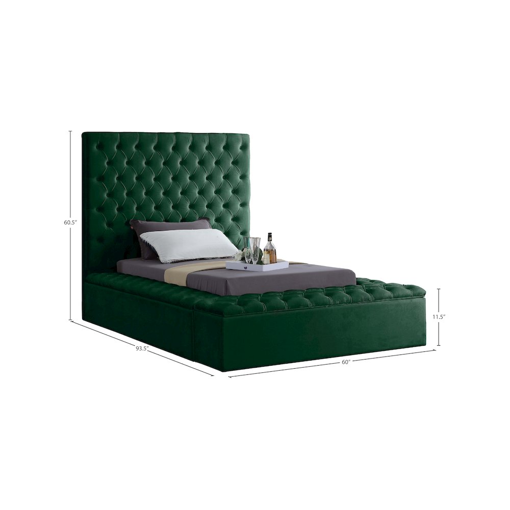 Bliss Green Velvet Twin Bed