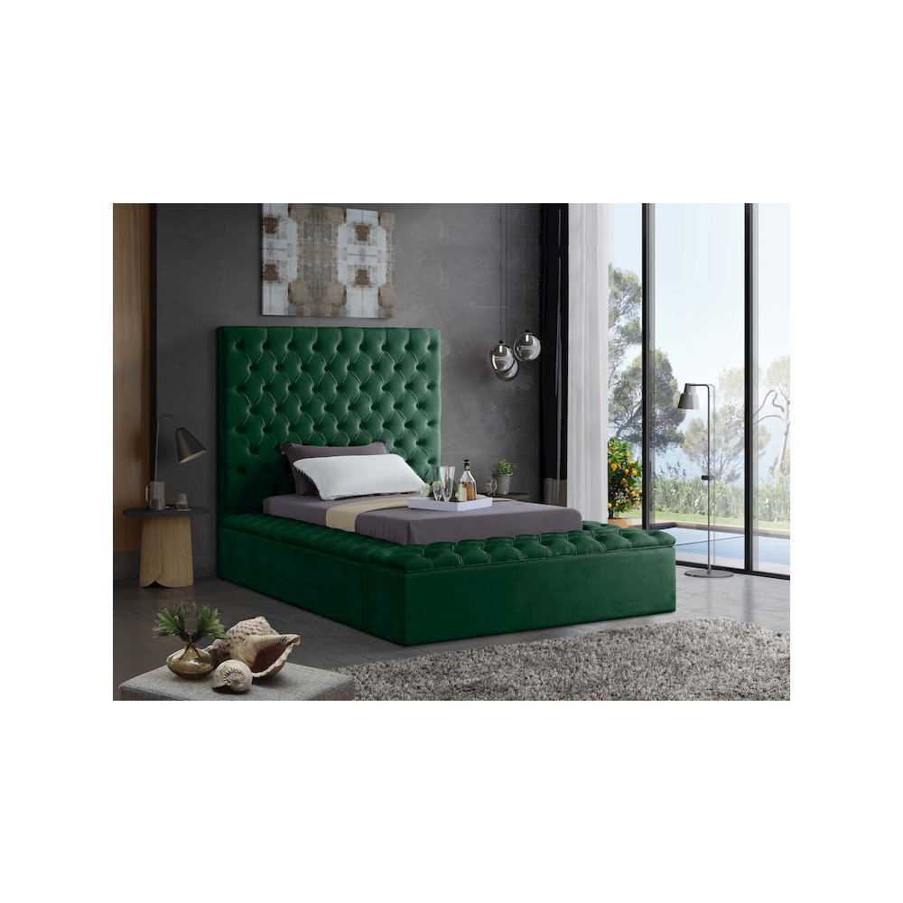 Bliss Green Velvet Twin Bed