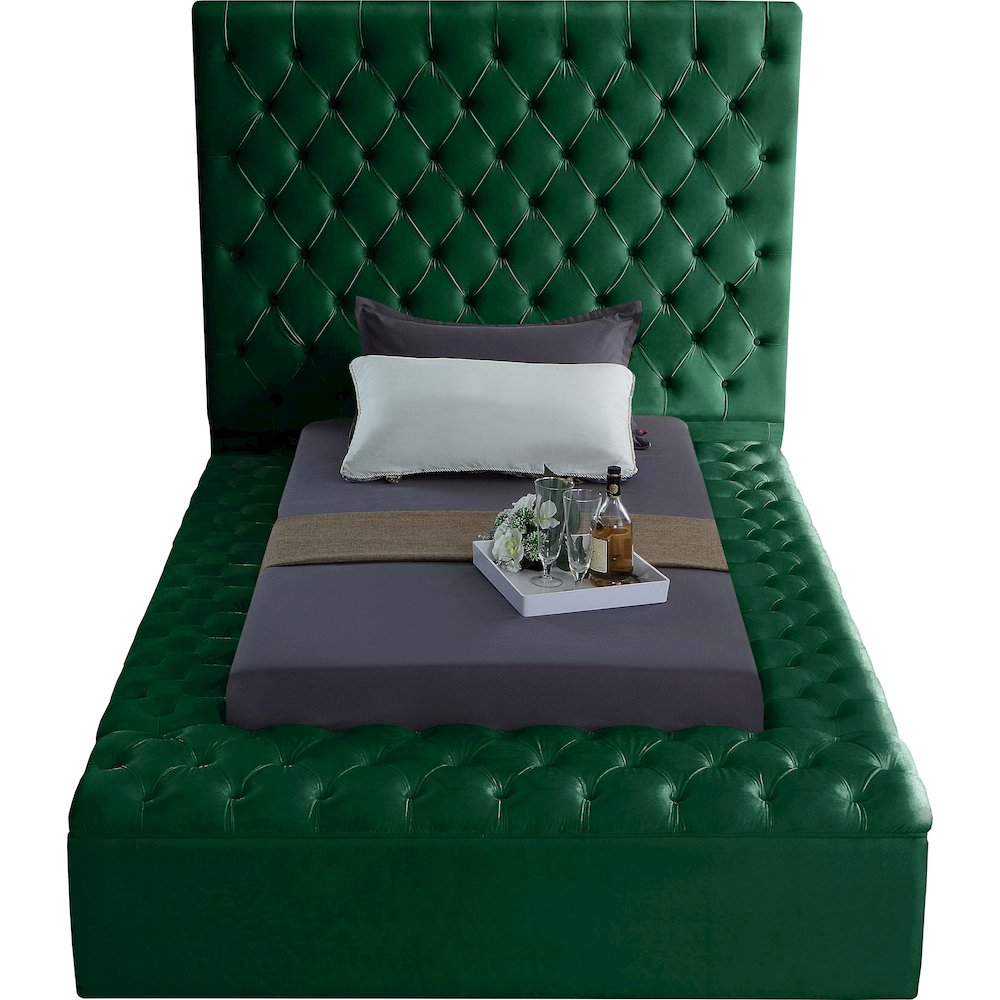 Bliss Green Velvet Twin Bed