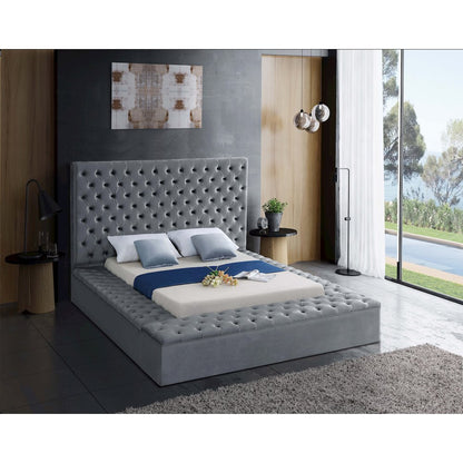 Bliss Grey Velvet Full Bed