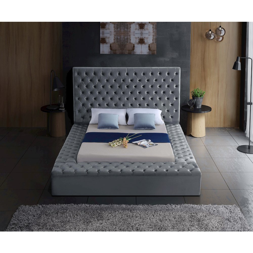 Bliss Grey Velvet Full Bed