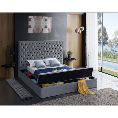 Bliss Grey Velvet Full Bed