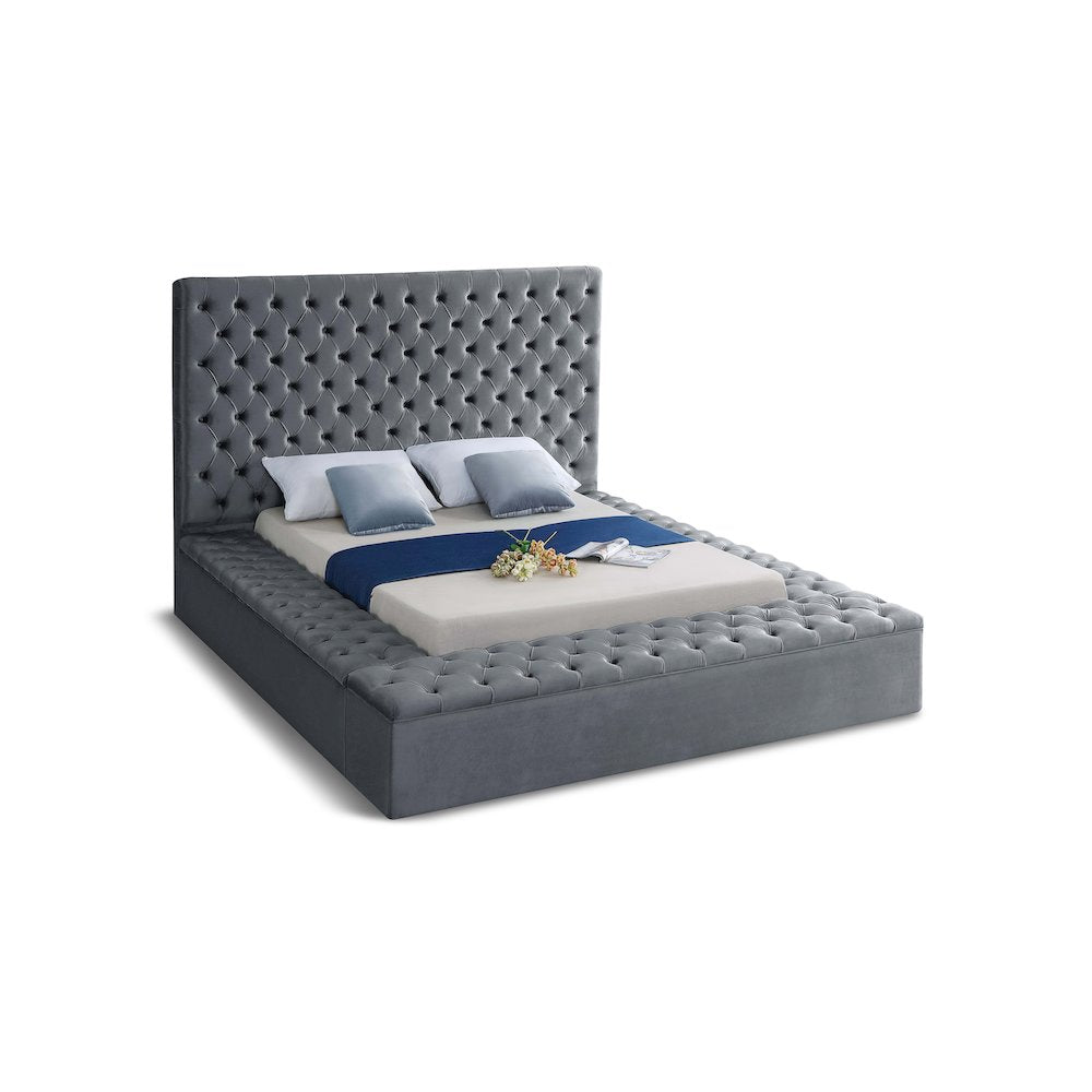 Bliss Grey Velvet King Bed