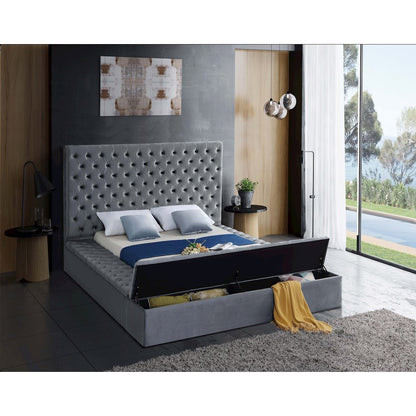 Bliss Grey Velvet King Bed