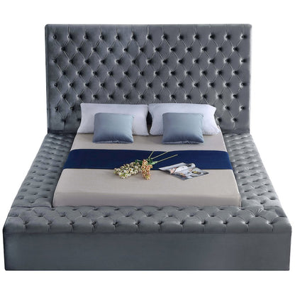 Bliss Grey Velvet Queen Bed