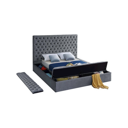 Bliss Grey Velvet Queen Bed