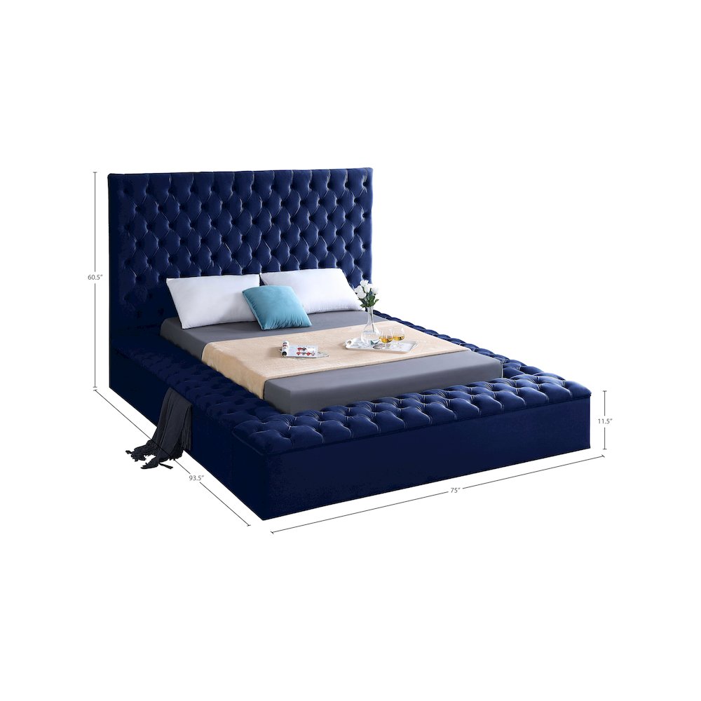 Bliss Navy Velvet Full Bed