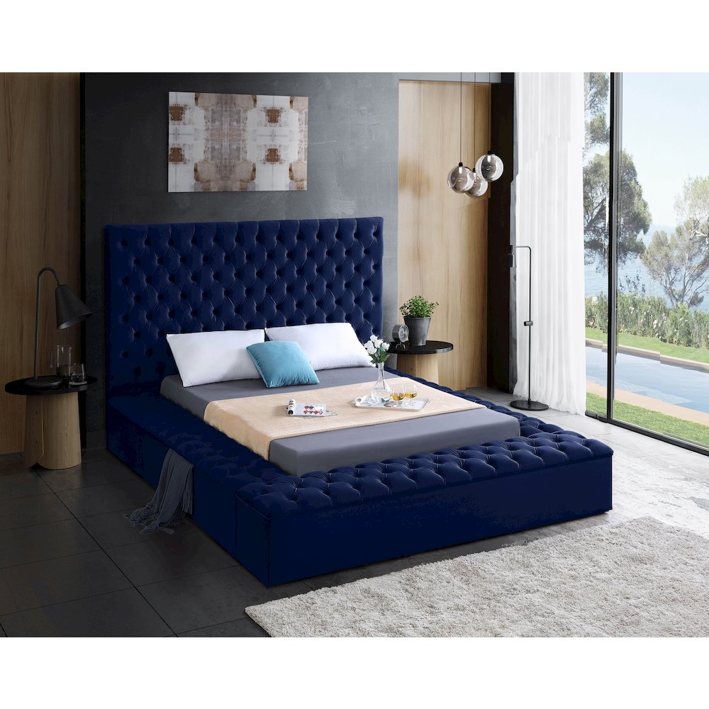 Bliss Navy Velvet Full Bed
