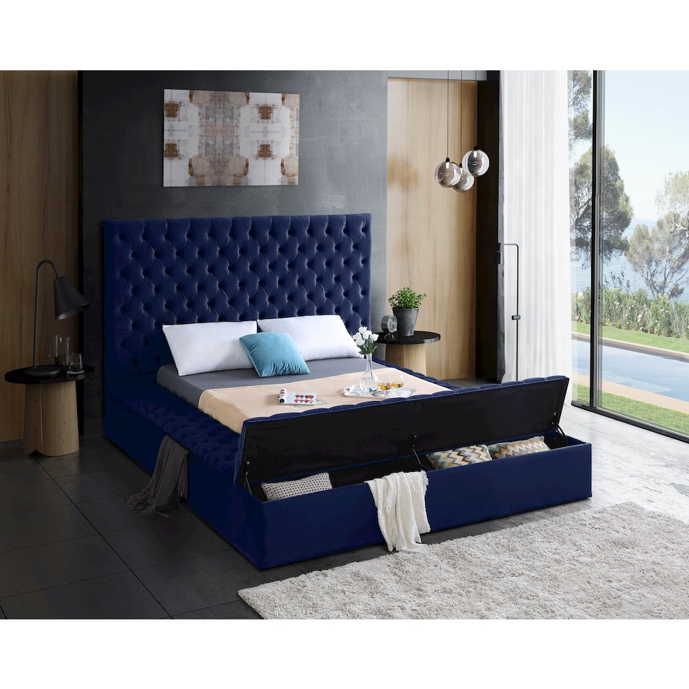Bliss Navy Velvet Full Bed