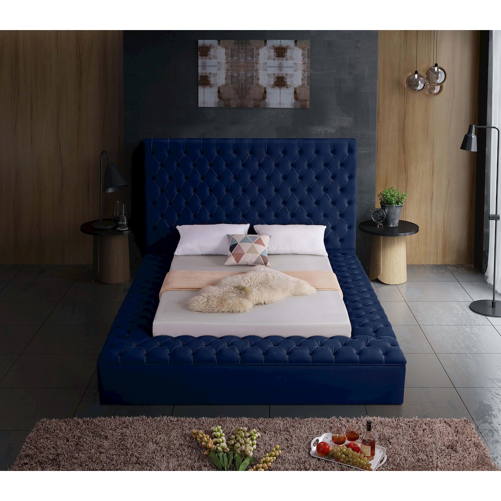 Bliss Navy Velvet King Bed