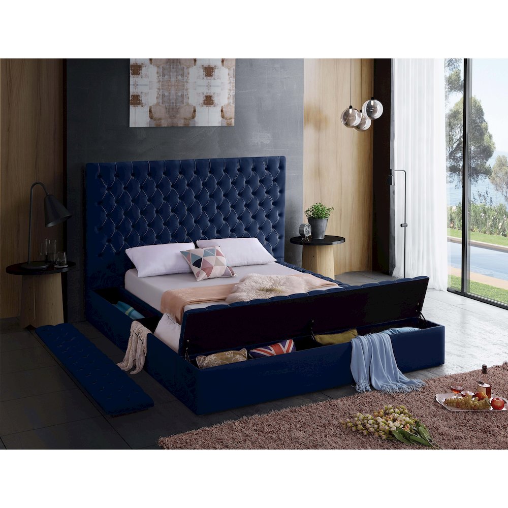 Bliss Navy Velvet King Bed