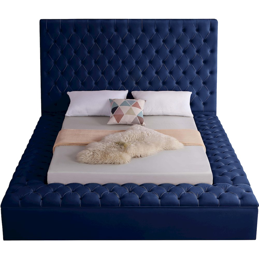 Bliss Navy Velvet Queen Bed