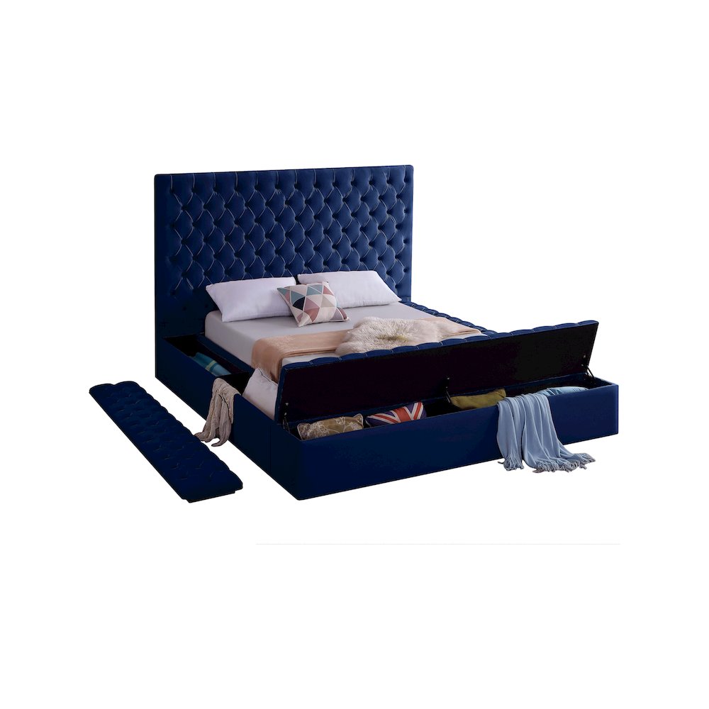 Bliss Navy Velvet Queen Bed