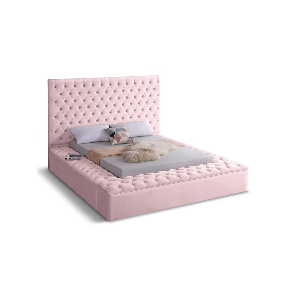 Bliss Pink Velvet King Bed