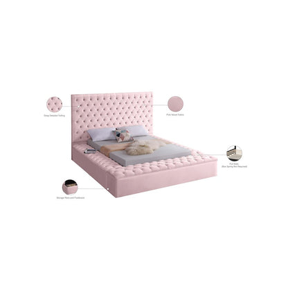 Bliss Pink Velvet Queen Bed