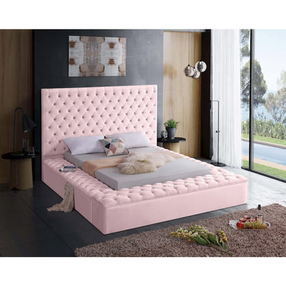 Bliss Pink Velvet Queen Bed