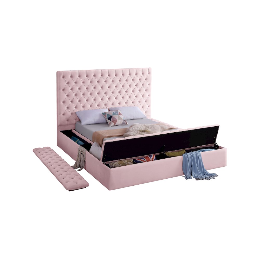 Bliss Pink Velvet Queen Bed