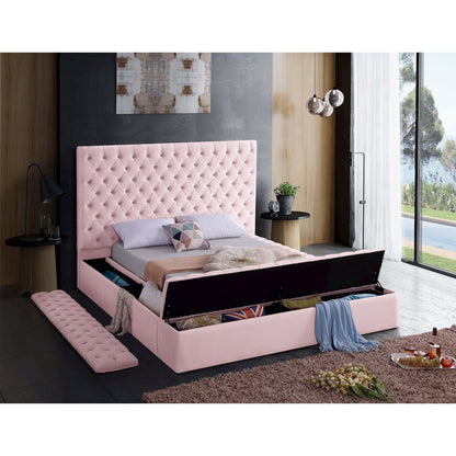 Bliss Pink Velvet Queen Bed