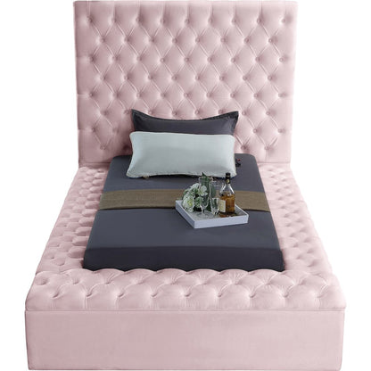 Bliss Pink Velvet Twin Bed