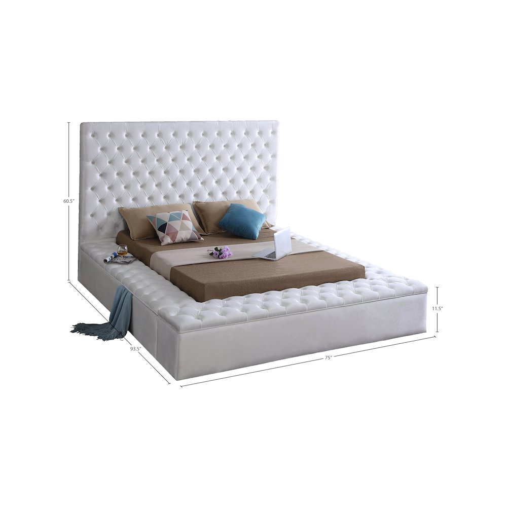 Bliss White Velvet Full Bed