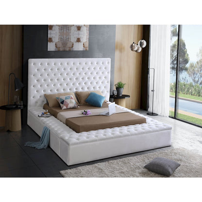 Bliss White Velvet Full Bed
