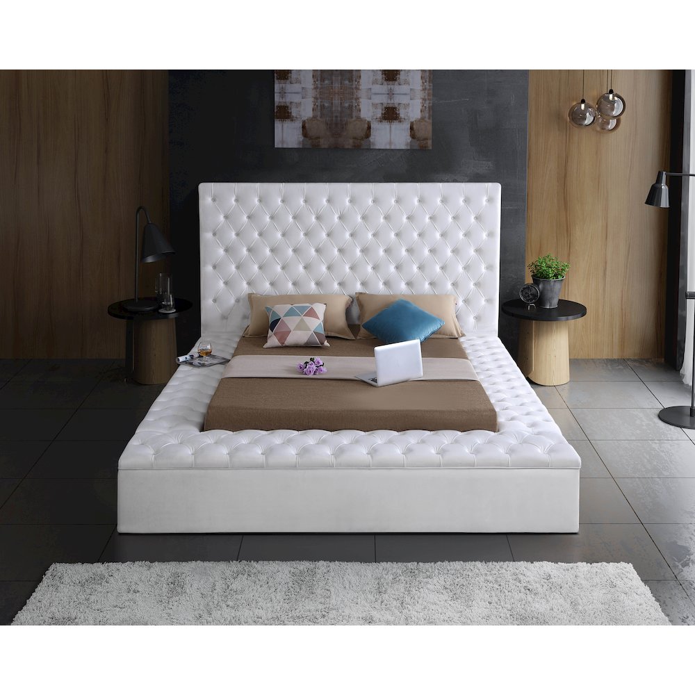 Bliss White Velvet Full Bed