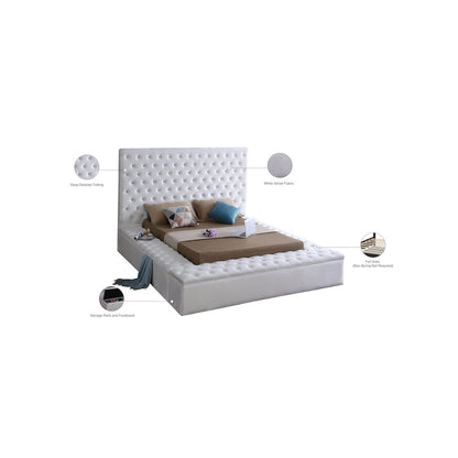 Bliss White Velvet Queen Bed