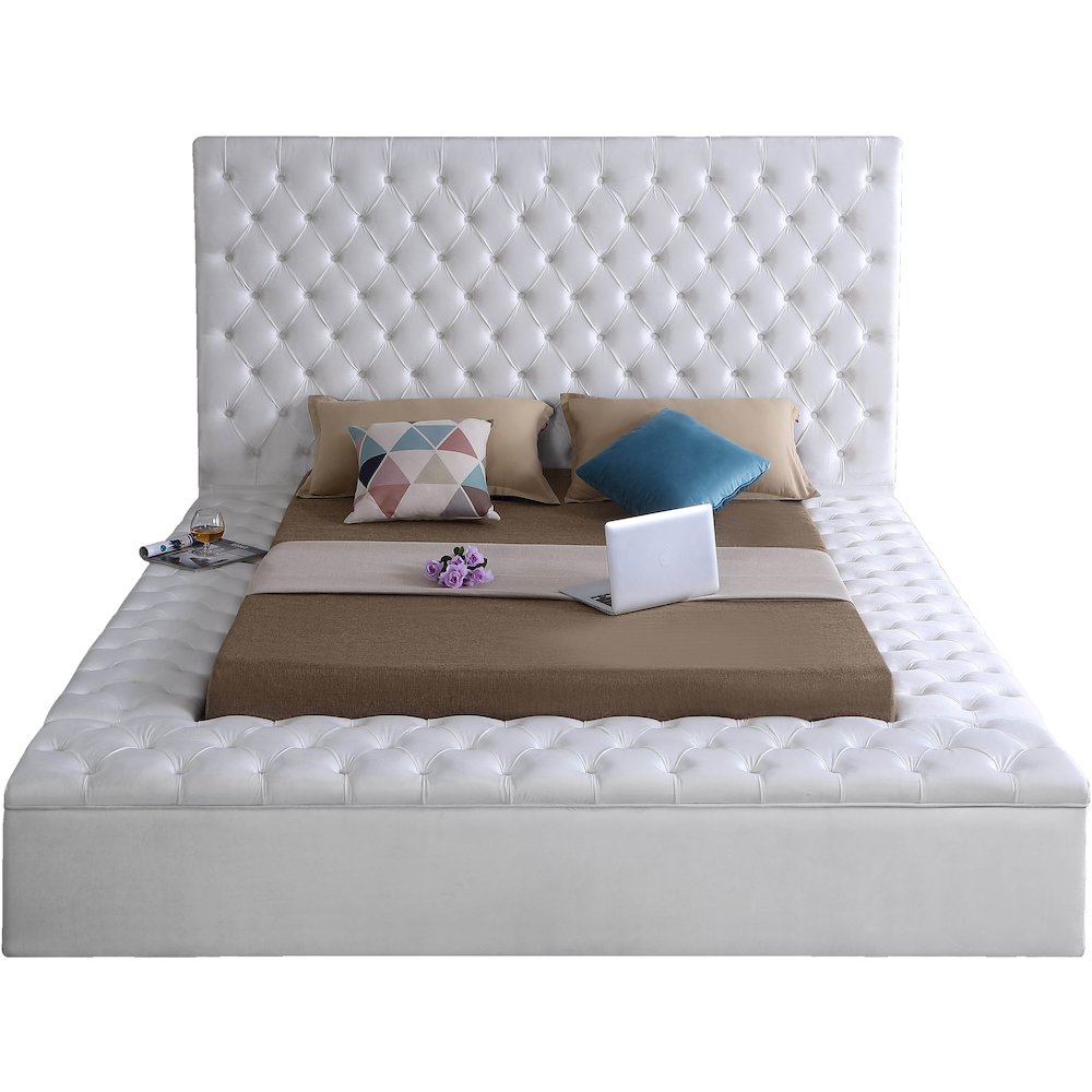 Bliss White Velvet Queen Bed