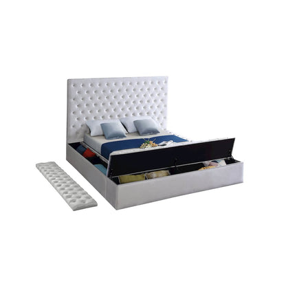 Bliss White Velvet Queen Bed