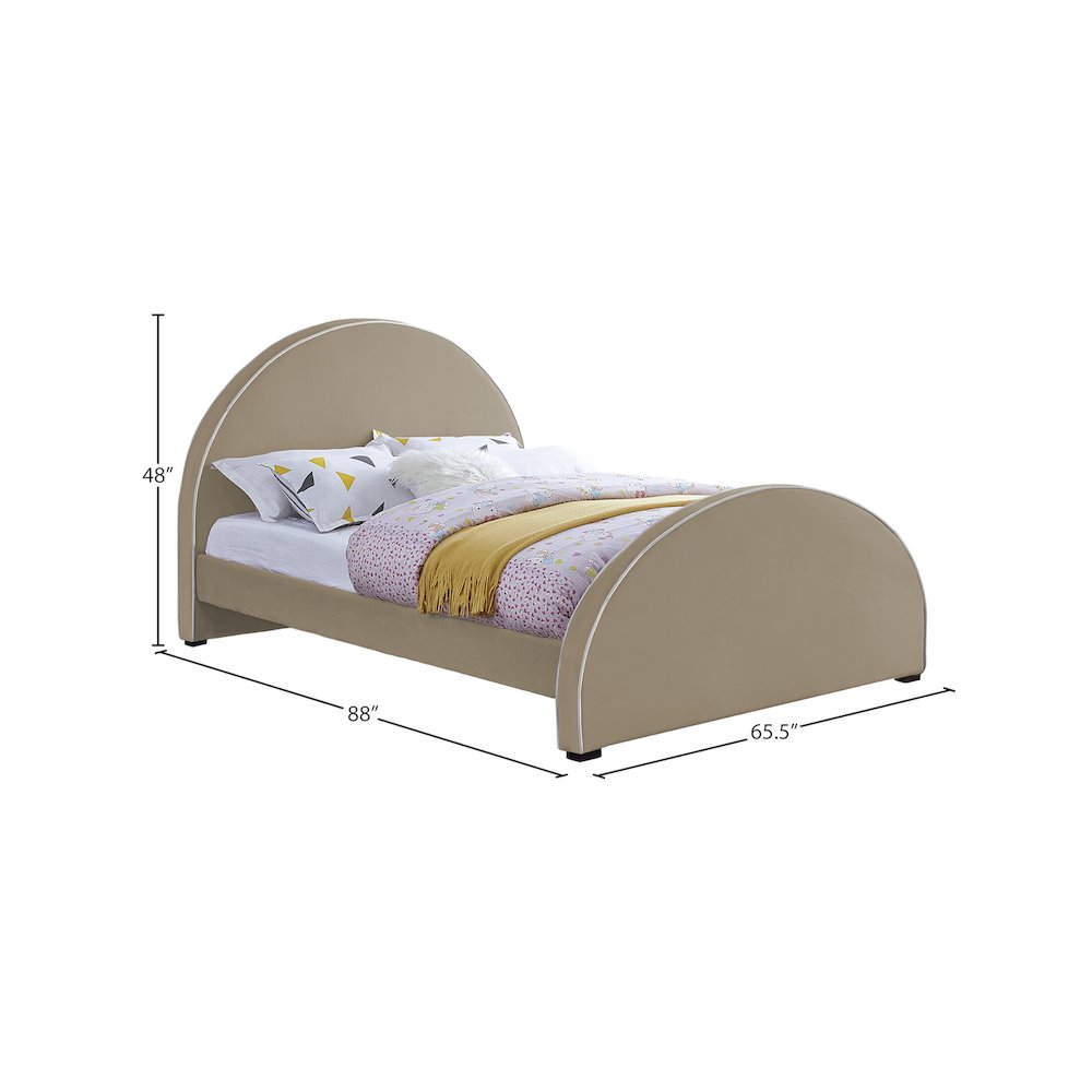 Brody Beige Velvet Queen Bed