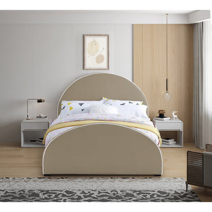 Brody Beige Velvet Queen Bed