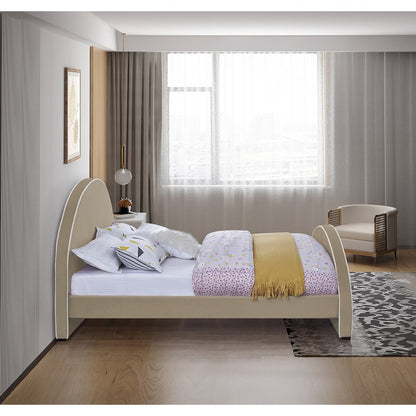 Brody Beige Velvet Queen Bed