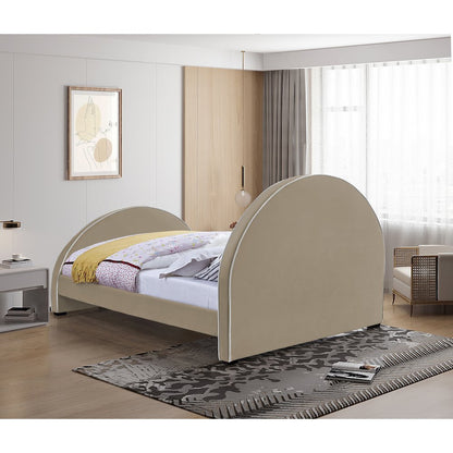 Brody Beige Velvet Queen Bed
