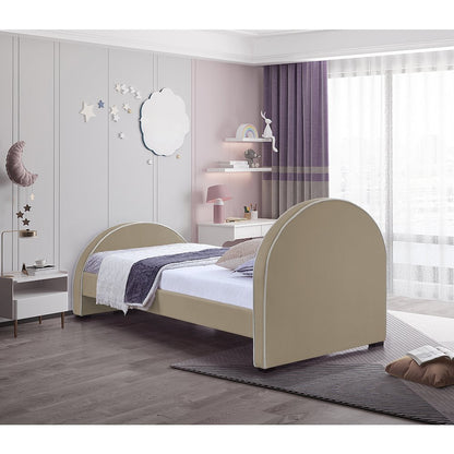 Brody Beige Velvet Twin Bed