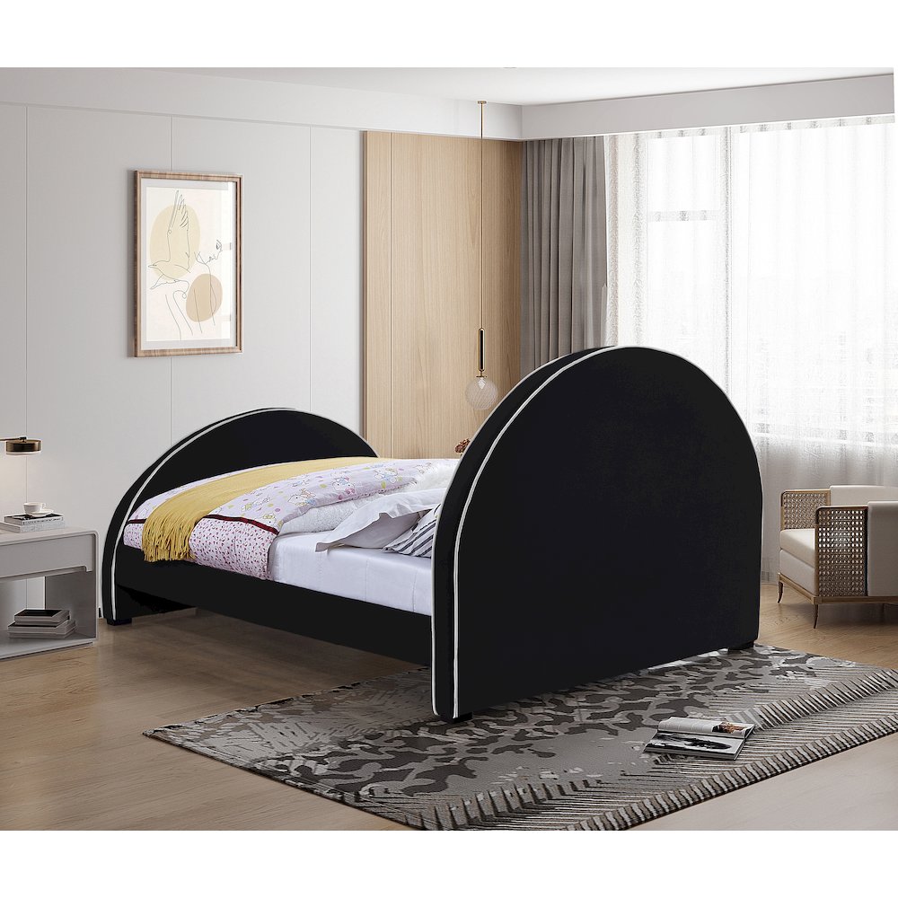 Brody Black Velvet Queen Bed