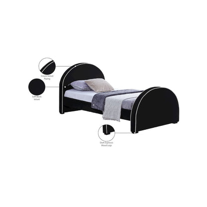 Brody Black Velvet Twin Bed