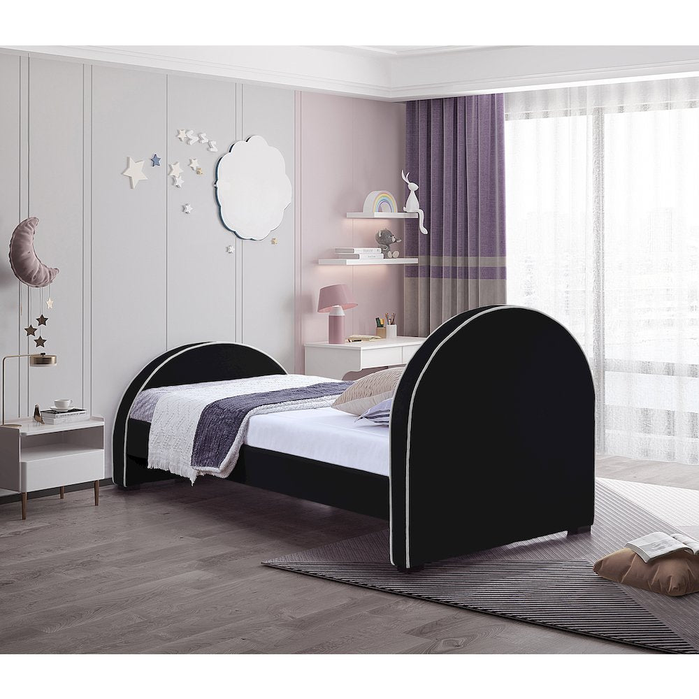 Brody Black Velvet Twin Bed