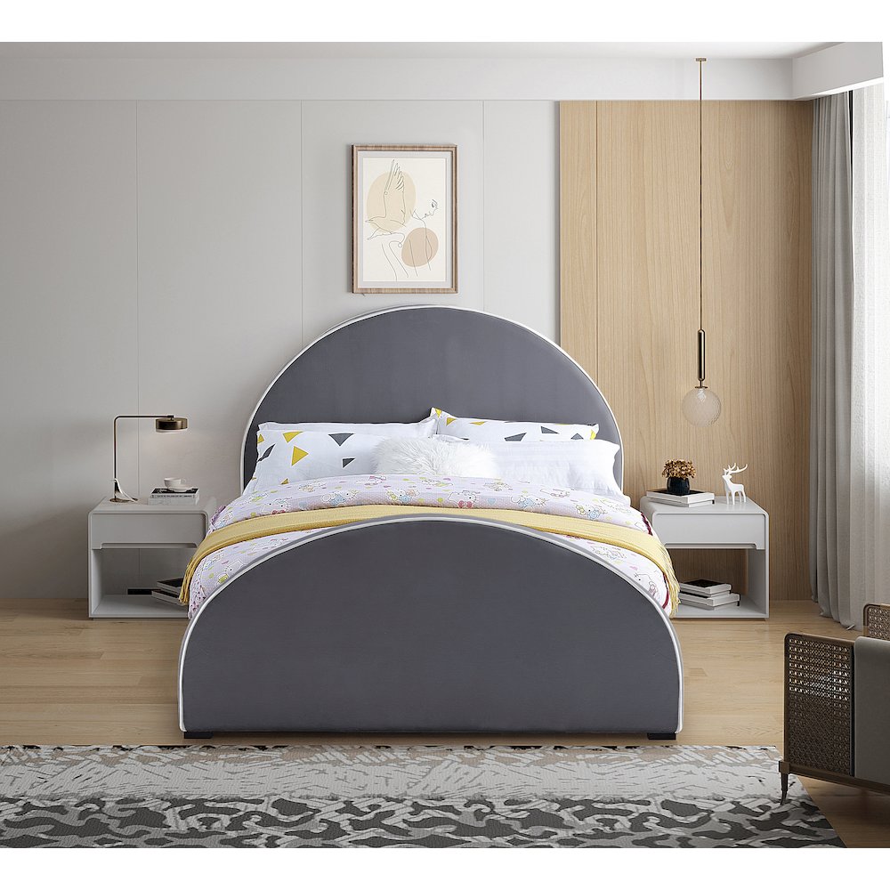 Brody Grey Velvet Full Bed